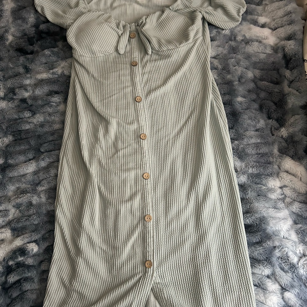Mint Green Button-Down Dress